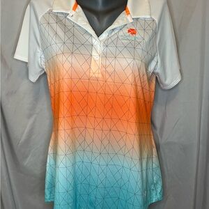 Under Armour Women's Geometric Gradient Polo - Orange and Blue